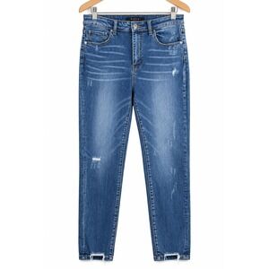 Risen Jeans High Rise Skinny Distressed Medium Wash Denim RDP1475 Size 30/11
